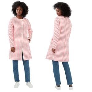 NEW Kate Spade Long Sleeve Crew Neck Metallic Threading Tweed Coat Pink Size: S